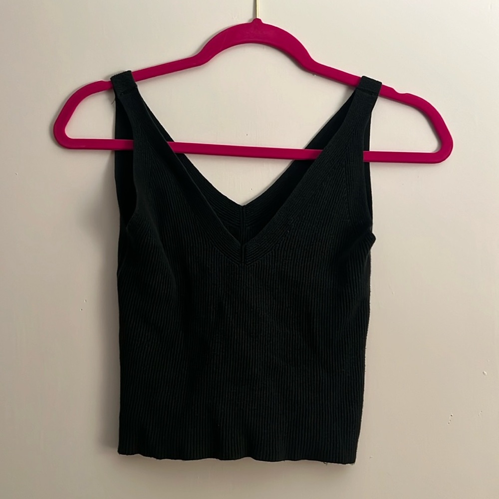 Brandy Meliville knit black tank top v neck one size shirt washed
